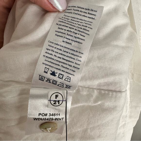 Faherty Isha Pintuck Organic Cotton Pleated Sleeveless Shift Dress Large White - Picture 14 of 15